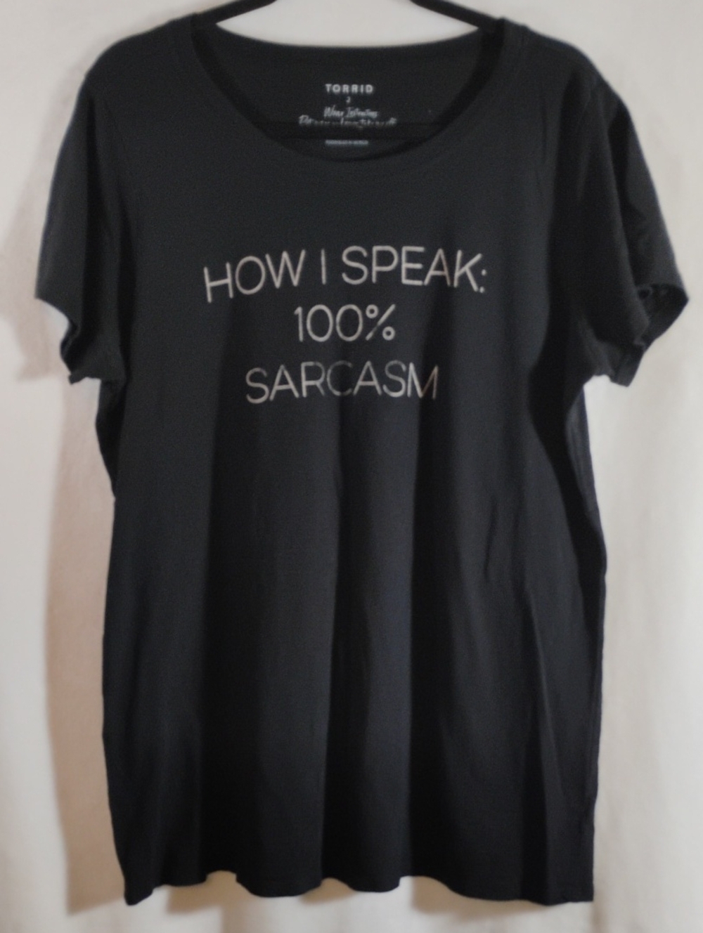Torrid Black 'How I Speak: 100% Sarcasm' Graphic Tee Size 2